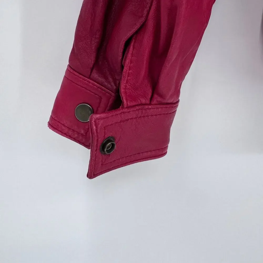 Vintage Nordstrom‎ Town Square Women’s Genuine Leather Jacket Red Petite 80s 90s